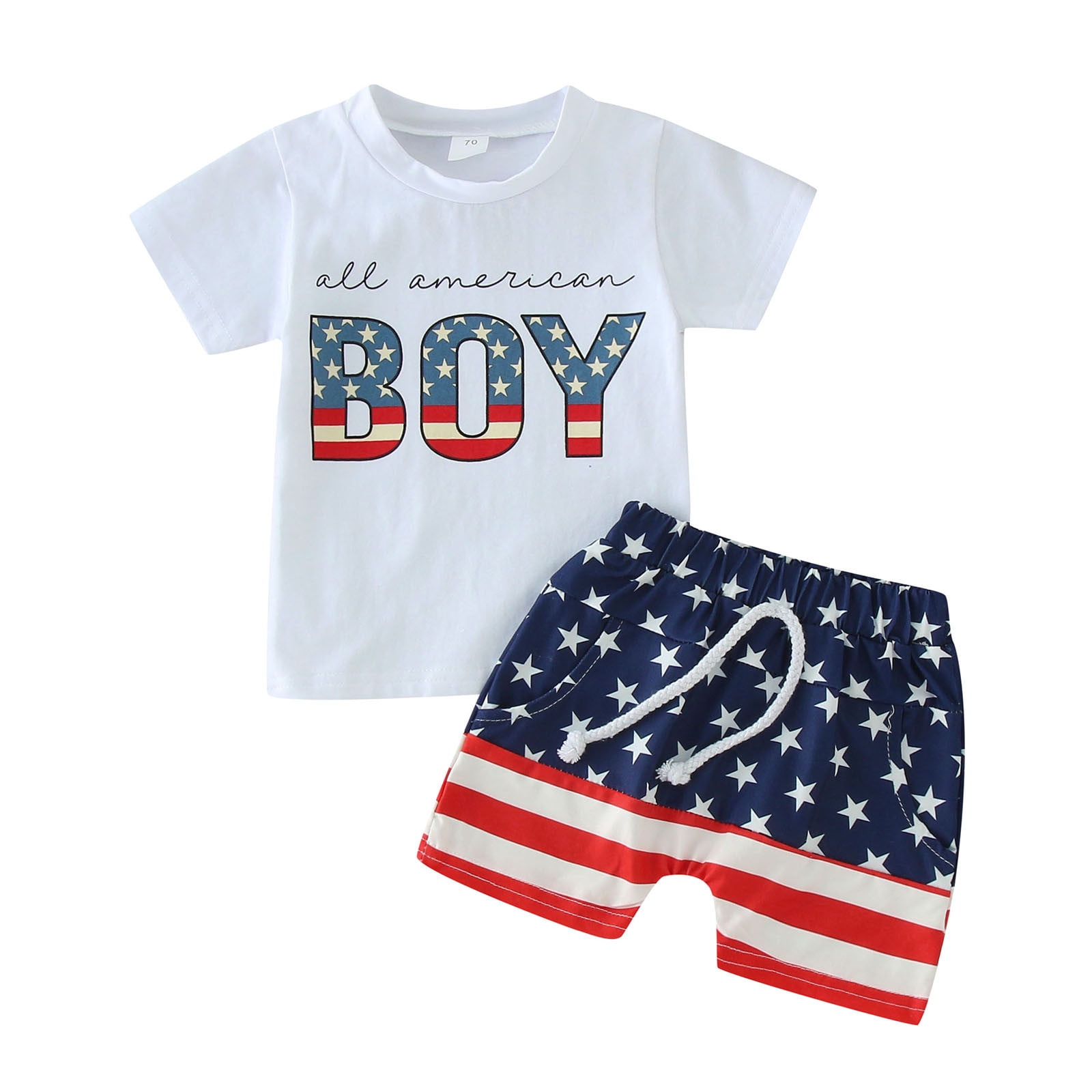 Baby Girl Boy Fourth of July Clothes Toddler Kids 4th of July Outfits Baby American Flag Day Outfit 3 6 9 12 18 24 Months 2T 3T 4T,White 12-18 Months