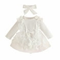 thumbnail image 1 of Gubotare Baby Girl Clothes Fall Infant Baby Girl Fall Winter Clothes Flower Short Sleeve Romper Dress Princess Dress Cake Smash Dress 0 3 6 9 12 18 24 Months (White,6-12 Months), 1 of 7