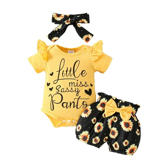 Gubotare Baby Girl Clothes Fall Winter Outfit Long Sleeve Ruffle Romper Plaid Skirt Bow Headband 3 Pcs Set preemie outfits baby girl (Yellow,9-12 Months)