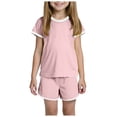 thumbnail image 1 of Gubotare Baby Girl Clothes Summer Outfits Kids Summer Sport T-Shirt and Shorts Set Plaid Print Clothing Sets Tracksuit 12 18 Months (Pink,12-18 Months), 1 of 9