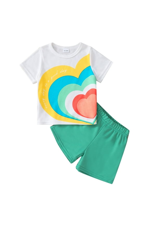 Baby Girl Clothes Summer Outfits T-Shirt and Shorts Outfit Set to Toddler 6T 7T (Green,6-7 Years)