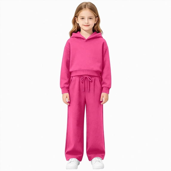 Gubotare Baby Girl Clothes Toddler Girl Outfits Ruffle Shirt Pants Cute Infant Outfit Set Baby Girl Fall Winter Clothes (Hot Pink, 9-10 Years)