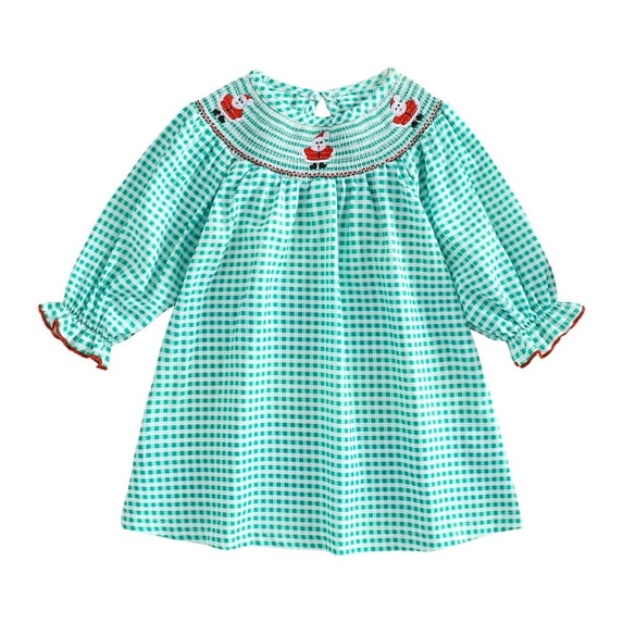 Gubotare Baby Girl Dress Newborn Girls Fall Long Sleeve Dress Formal Dresses Size 12 18 Months(Green,12-18 Months)