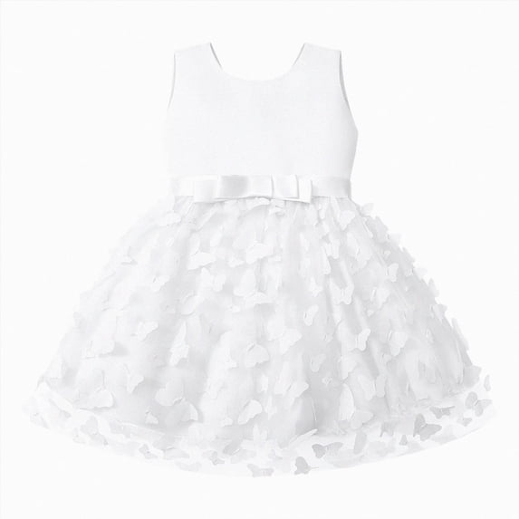 Gubotare Baby Girl Dress Newborn Newborn Butterfly Embroidered Tulle Gown Sleeveless Bow Pageant Party Dress 0 3 Months (White,0-3 Months)