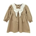 thumbnail image 1 of Gubotare Baby Girl Dresses Girls Long Sleeve Dresses Kids Casual Crewneck Dress Size 6 12 Months(Khaki,6-12 Months), 1 of 8