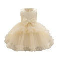 thumbnail image 1 of Gubotare Baby Girl Dresses Toddler Tutu Dress Summer Flutter Sleeve Infant Baby Birthday Party Girls Tulle Dress (Yellow,Size 18-24 Months), 1 of 5