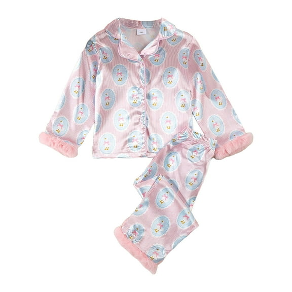 Gubotare Baby Girl First Christmas Pajamas Toddler Girl Christmas Pajamas Plaid Button Up 2 Piece Pajama Set Little Kids Girls Pjs Nightgown Outfit Clothes Size 2t 3t (Pink,2-3 Years)