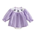 thumbnail image 1 of Gubotare Baby Girl Halloween Bodysuit Baby Girl Fall Winter Clothes Oversized Romper T Shirt Long Sleeve Graphic Bodysuit 0 3 6 9 12 18 24 Months (Light Purple,12-18 Months), 1 of 5