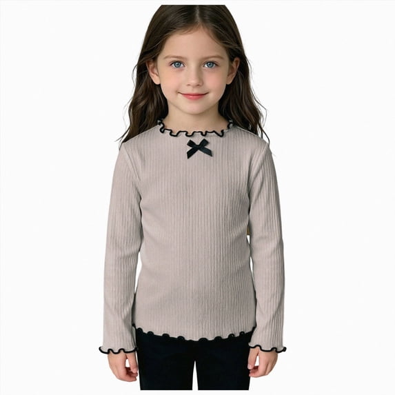 Gubotare Baby Girl Long Sleeve Shirt Toddler Baby Girl Boys Basic Solid Color Turtleneck T-Shirt Kid Cotton Long Sleeve Pullover Blouse Top 3T 4T (Light Gray,3-4 Years)