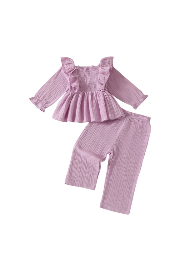 Baby Girl Outfits Girls Clothes Long Sleeve Shirts and Pants Sweatsuits 2 Piece Fall Outfits Set Size 9 12 Months (Light Purple,9-12 Months)