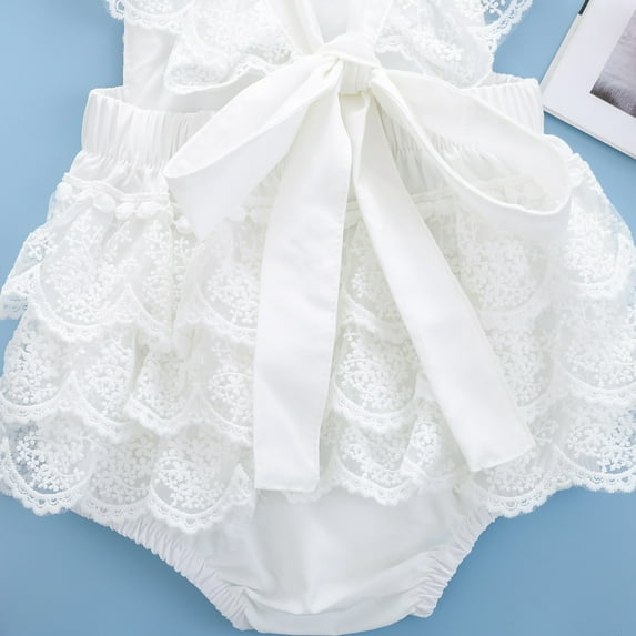 Gubotare Baby Girl Outfits Summer Baby Short Sleeve Bodysuits, Bamboo Summer (White,0-6 Months)