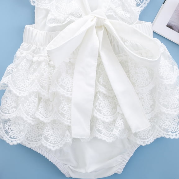 Gubotare Baby Girl Outfits Summer Baby Short Sleeve Bodysuits, Bamboo Summer (White,0-6 Months)