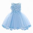 thumbnail image 1 of Gubotare Baby Girl Party Dress Vintage Off The Shoulder Flower Girl Dress Lace Embroidery Little/Infant Girls Wedding Bridesmaid Holiday Ballgown 12 18 Months (Sky Blue,12-18 Months), 1 of 7