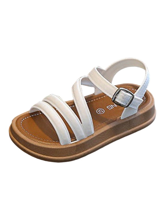 Baby Girl Sandals Toddler Girl's Baby Toddler Everyday Slide Sandals with Backstrap Sizes 6 (White, 6)