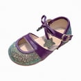 thumbnail image 1 of Gubotare Baby Girl Sandals Toddler Toddler Girls Sandals Soft Rubber Flats Summer Baby Flower Girl Shoes Size 11 (Dark Purple,Little Kids 11), 1 of 9