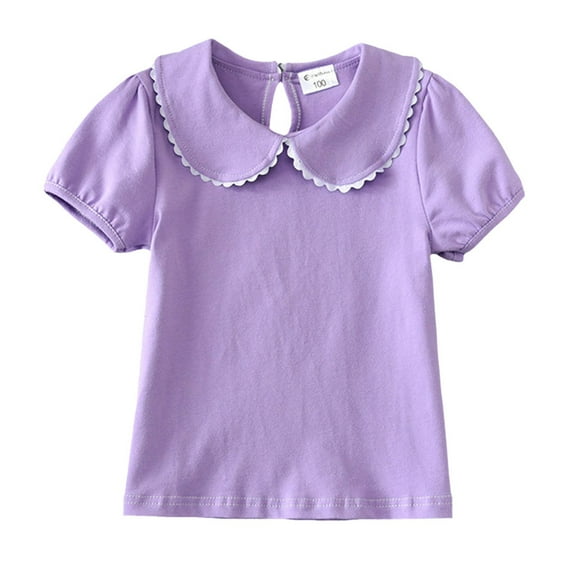 Gubotare Baby Girl Shirts Baby Girls Short Sleeve T-Shirts Soft Cotton Tee Toddler Girl Clothes Size 18 24 Months (Purple,18-24 Months)