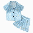 thumbnail image 1 of Gubotare Baby Girl Summer Pajamas Girls Short Sleeve Top and Sleep Short Pajama Set, 2-Piece 2T 3T (Blue,2-3 Years), 1 of 7