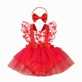 thumbnail image 1 of Gubotare Baby Girl Summer Romper Baby Girl Romper Newborn Playsuit Shorts Jumpsuit Cute Summer Clothes 0 3 6 9 12 18 24 Months (Red,6-9 Months), 1 of 4