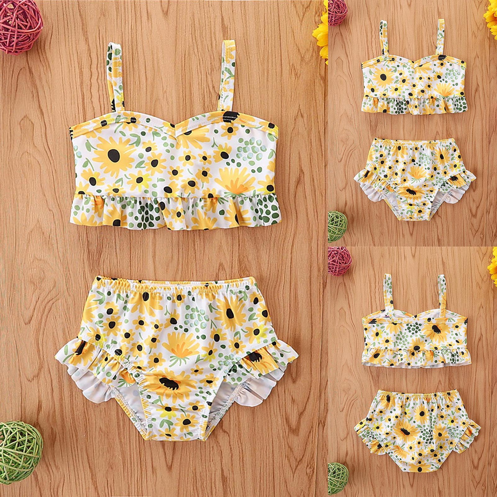 Gubotare Baby Girl Swimsuit Swimsuits Bikini Solid Lace up Mommy and Me