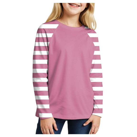 Gubotare Baby Girl Tops Girls Casual Tunic Tops Knot Front Long Sleeve Loose Soft Blouse T-Shirt Size 18 24 Months (Hot Pink,18-24 Months)