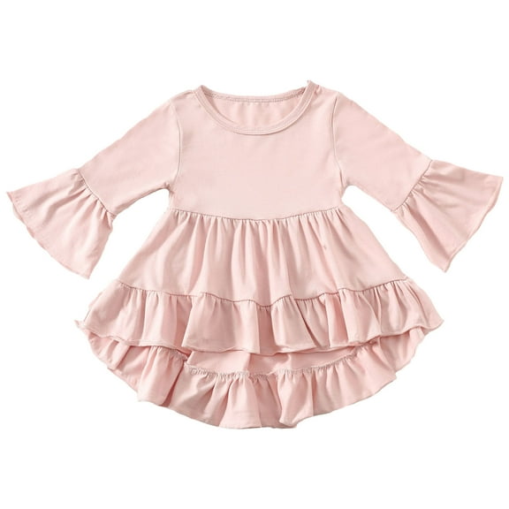 Gubotare Baby Girl Tops Toddler Girl Long Sleeve Shirt Tops Tees Puff Round Neck Rib Kids Tshirt Size 2T 3T (Pink,2-3 Years)