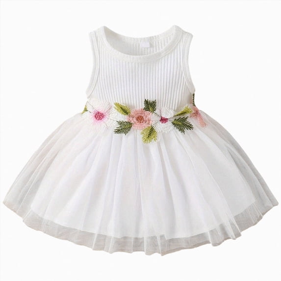 Gubotare Baby Girls Dresses Baby Toddler Girl's Dress Cap Sleeve Uniform Dress for Girl 3 6 Months (White,3-6 Months)