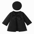 thumbnail image 1 of Gubotare Baby Girls Dressy Coat with Beret Bow Jacket Toddler Kids Winter Outerwear Set 9 12 Months (Black,9-12 Months), 1 of 9