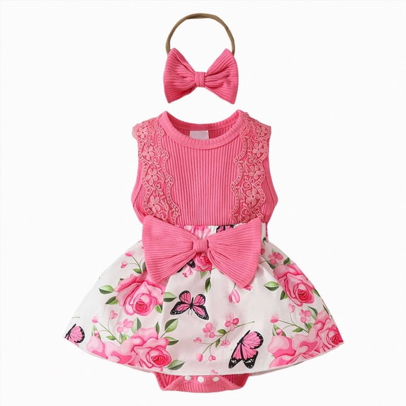 Gubotare Baby Girls Mesh Tutu Dress Newborn Baby Girl Outfit Romper Dress Cute Infant Girl Clothes 0 3 6 9 12 18 24 Months (Hot Pink,9-12 Months)