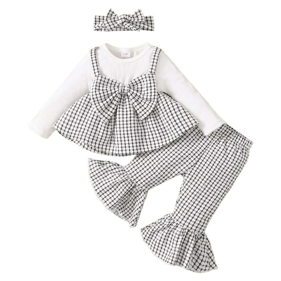 Gubotare Baby Girls' Pant Sets Spring Fall Little Big Girls T Shirt and Jeans 2pcs Clothing Sets Fall Outfits for Toddler Girls Size 9 12 Months (White,9-12 Months)