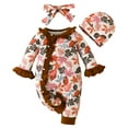 thumbnail image 1 of Gubotare Baby Girls Romper Jumpsuit Baby Girl Plaid Outfit Long Sleeve Ruffle Romper Jumpsuit Christmas Outfit Girl Fall Clothes 0 3 6 9 12 18 24 Months (Brown,12-18 Months), 1 of 9