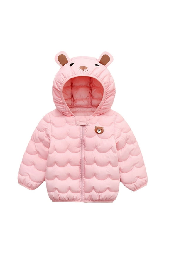 Baby Jacket Baby Boy Girls Autumn Winter Fleece Coats Thick Down Cotton Padded Jacket Kids Hooded Zipper Windproof Snow Outerwear Clothes Size 2T 3T (Pink,2-3 Years)