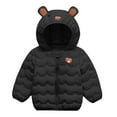 thumbnail image 1 of Gubotare Baby Jacket Girl Kids Winter Coats with Hooded Light Puffer Coat Warm Padded Jacket for Baby Boys Girls Toddler Size 2T 3T (Black,2-3 Years), 1 of 6