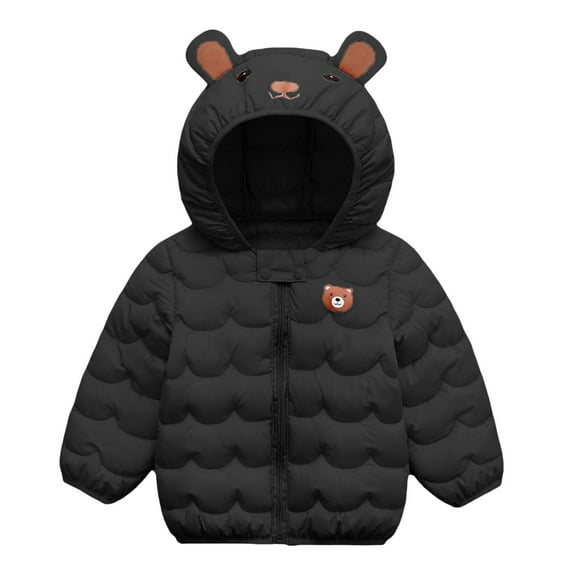 Gubotare Baby Jacket Girl Kids Winter Coats with Hooded Light Puffer Coat Warm Padded Jacket for Baby Boys Girls Toddler Size 2T 3T (Black,2-3 Years)