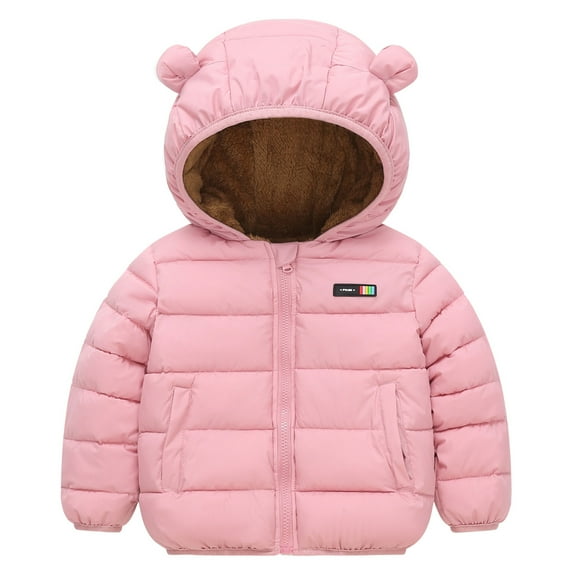 Gubotare Baby Jacket Girl Winter Coats For Girls Hooded Waterproof Floral Printed Kids Toddler Warm Snow Jacket Size 18 24 Months (Pink,18-24 Months)