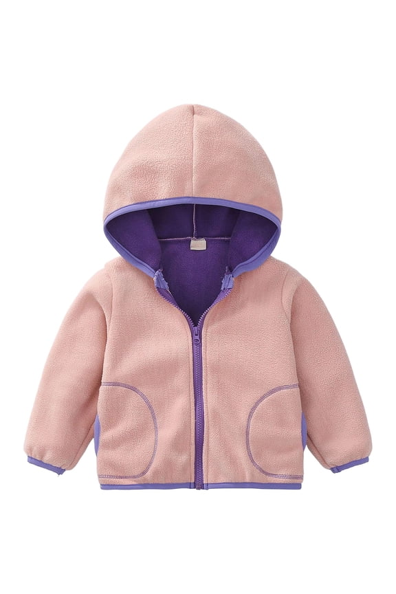 Baby Jacket Girls' Fleece Jacket - Polar Fleece Hoodie Sweatshirt Jacket - Lightweight Coat for Girls Size 18 24 Months,(Purple 18-24 Months)