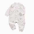 thumbnail image 1 of Gubotare Baby Jumpsuit Newborn Infant Boys Girls Clothes Set Newborn Baby Romper Hat Ribbed Knit Long Sleeve Button Solid Romper Jumpsuit 0 3 6 9 12 18 24 Months (Khaki,3-6 Months), 1 of 4