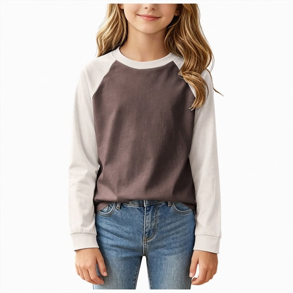 Gubotare Baby Long Sleeve Shirts for Girls Girls Casual Long Sleeve Print T Shirts Children Spring Fall Tops 3T 4T (Coffee,3-4 Years)