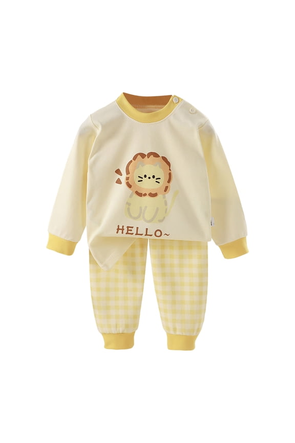 Baby Pajamas 2 Piece Baby Pajamas Set Shirt and Pants Toddler Pjs Long Sleeve Sleepwear Size 6 12 Months (Yellow,6-12 Months)