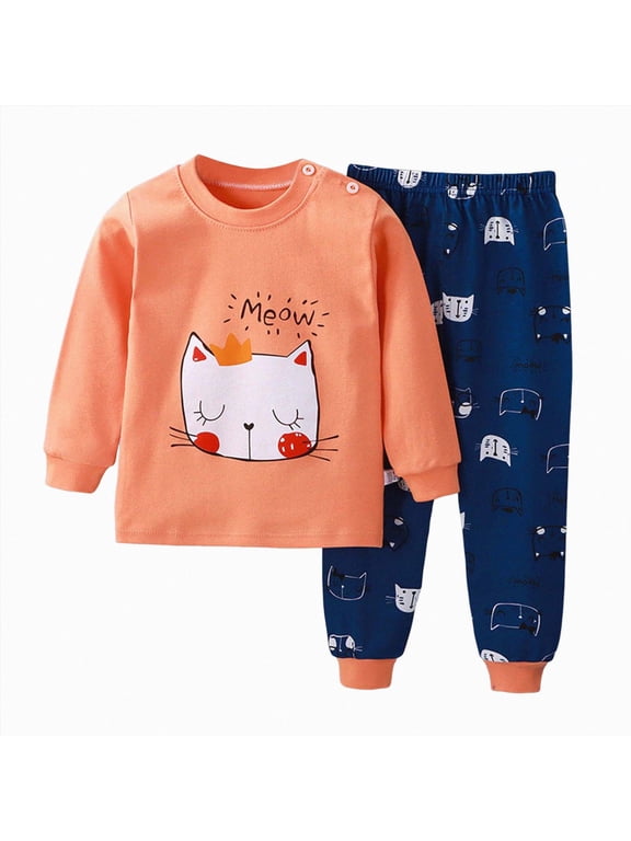 Baby Pajamas Baby Pajamas Set, 2-Piece Set Shirt and Pants Sleepwear for Unisex Kids 18 24 Months (Orange,18-24 Months)