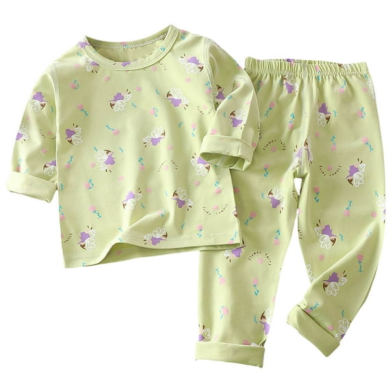 Gubotare Baby Pajamas Kids Boys Girls Toddler Solid Daily Pyjamas Sleepwear Set Basic Size 3T 4T (Green,3-4 Years)