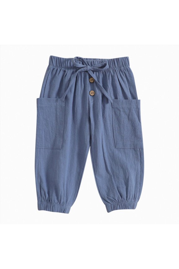 Baby Pants Summer Kid Boys Cargo Pants Zipper Full Length High Waist Pants for Kids 6 12 Months (Blue,6-12 Months)