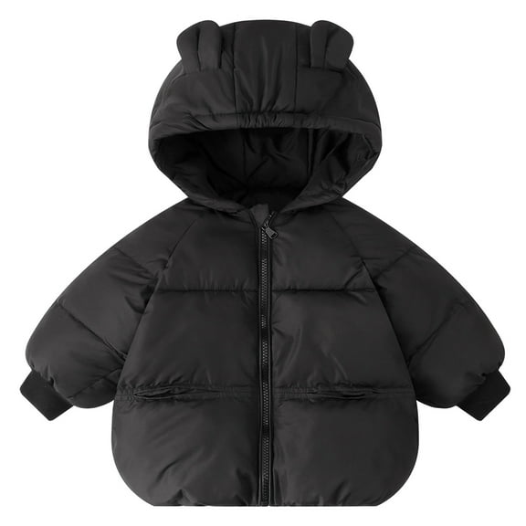Gubotare Baby Puffer Jacket Boy's Waterproof Winter Sherpa Coat Length Outerwear Jackets with Hood Size 2T 3T (Black,2-3 Years)