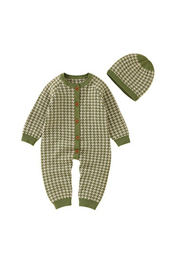 Baby Romper Boy Clothes Baby Boy Coming Home Hospital Outfit One Piece Romper Jumpsuit+Hat Clothing Set 0 3 6 9 12 18 24 Months (Green,0-6 Months)