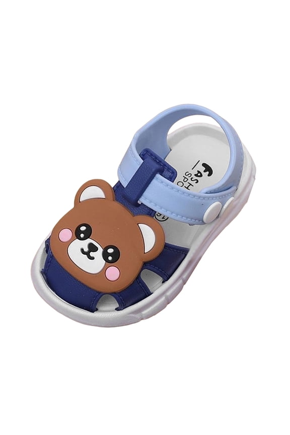 Baby Sandals Baby Boys Girls Squeaky Sandals Non-Slip Soft Rubber Sole Closed Toe Summer Outdoor Shoes Toddler First Walkers Size 6.5 (Blue,Toddler 6.5)