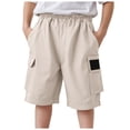thumbnail image 1 of Gubotare Baby Shorts Cargo Shorts for Boys Toddler Kids Boys Khaki Shorts Elastic Waist Pull-On Summer Solid Uniform Clothes Holiday Outfits (Khaki,Size 8-9 Years), 1 of 5