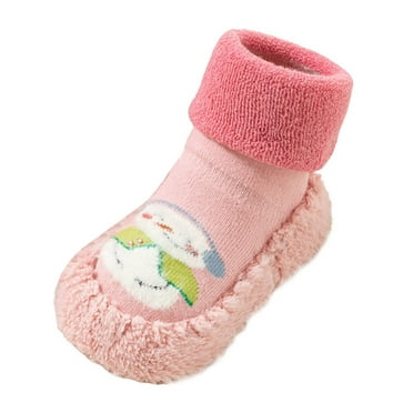 Gubotare Baby Slippers for Boys Baby Shoes Girls Boys Baby Sock Shoes with Grip First Walker Shoes Toddler Slipper Non Slip,Pink 3-3.5 Years