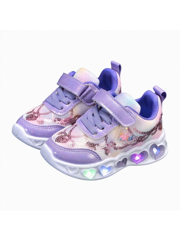 Baby Sneakers Kids Led Light Up Shoes Sneakers Lightweight Breathable Cool Glowing Luminous Shoes for Gifts Size 6.5 (Purple,6.5 Toddler)