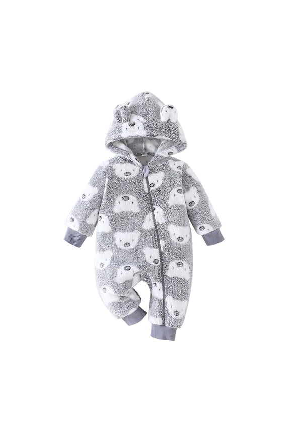 Baby Snow Suit Baby Girl Winter Fleece Snowsuit Coat Toddler Boy Jumpsuit Jacket Infant Clothes 9 12 Months (Grey,9-12 Months)