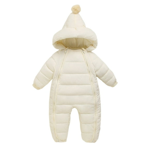 Gubotare Baby Snow Suit Newborn Baby Snowsuit Cute Hoodie Infant Warm Rompers Unisex Double Zipper Jumpsuit Outwear 3 6 Months (White,3-6 Months)