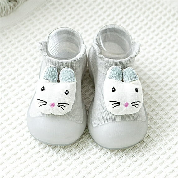 "Gubotare Baby Sock Shoes Baby Booties Girls Boys Slippers First Walkers Shoes Warm Socks Crib Shoes,Gray 12 Months"